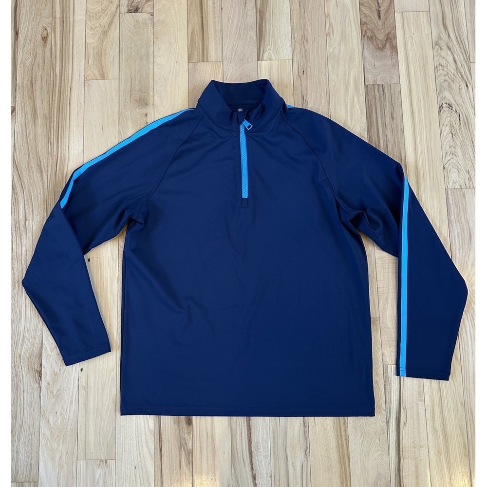 G/Fore Men's Sideline Racer 1/4 Quarter Zip Golf Pullover Jacket Blue Medium